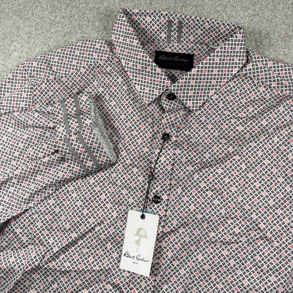 NEW Robert Graham Evanston Shirt Mens 4XL Pink Geometric Modern Americana
